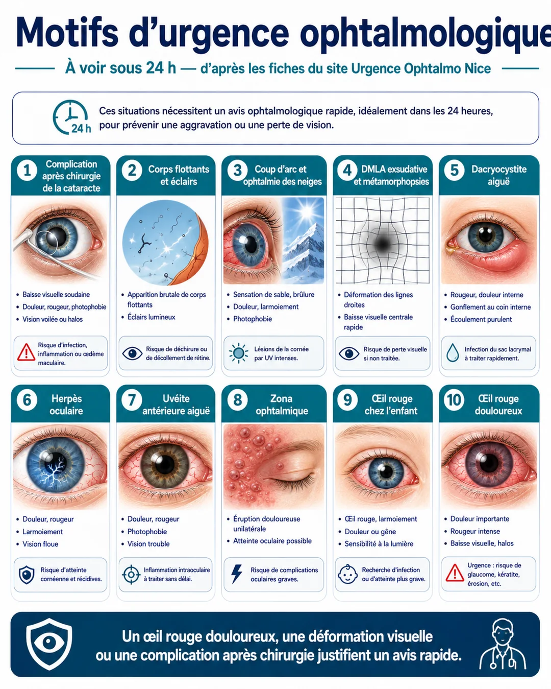 Motifs d'urgence ophtalmologique à voir sous 24 heures